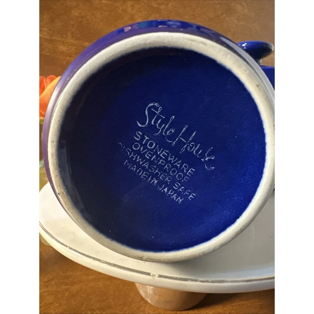 VTG Cobalt Blue Creamer Sugar Set Style Hour Made In Japan